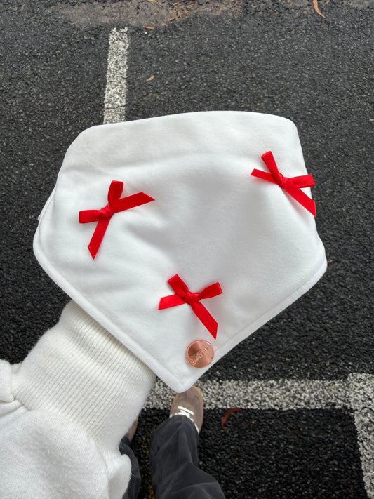 White Velvet Bows Scrunchdana