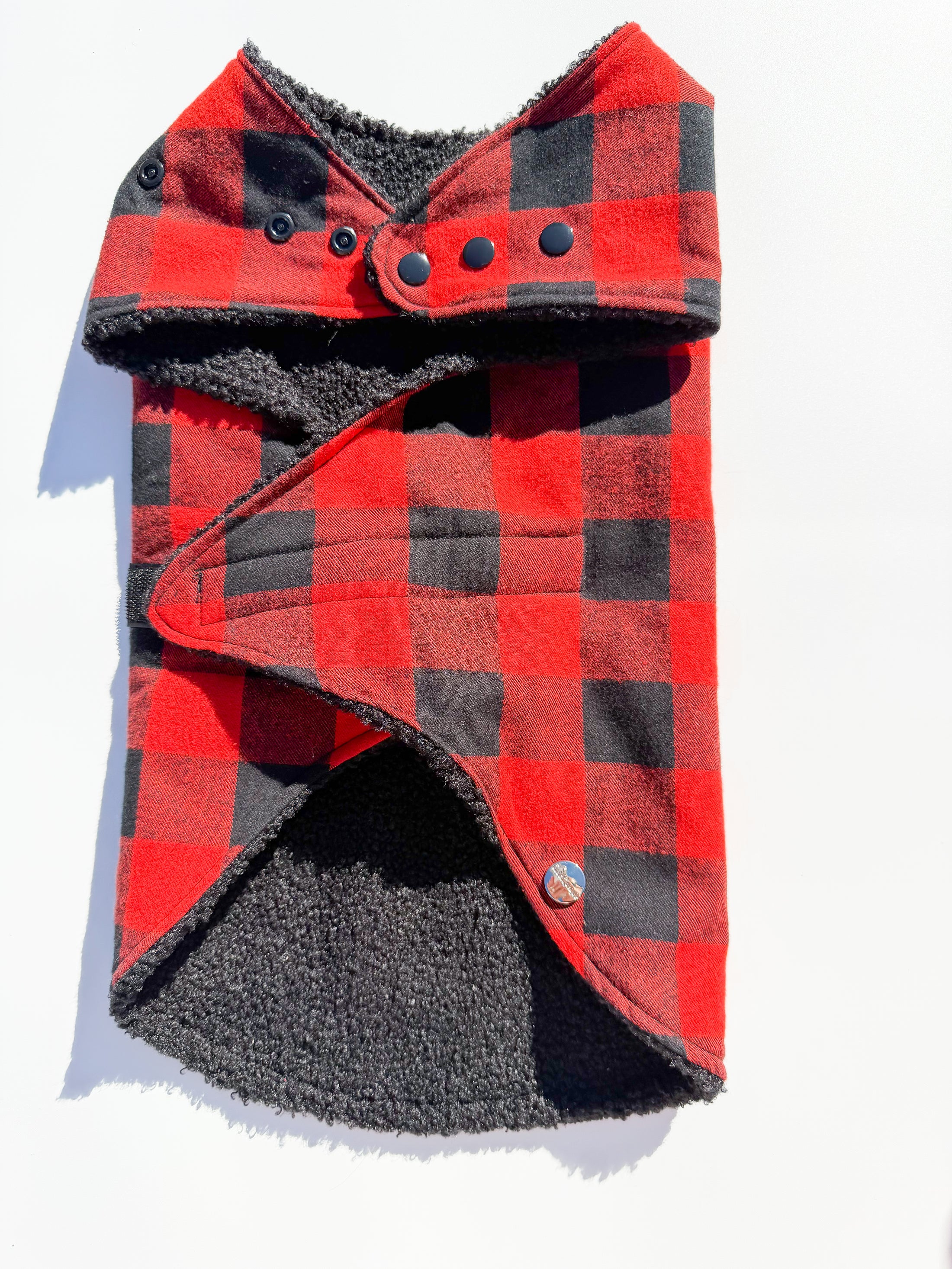 Black and Red Check Dog Jacket