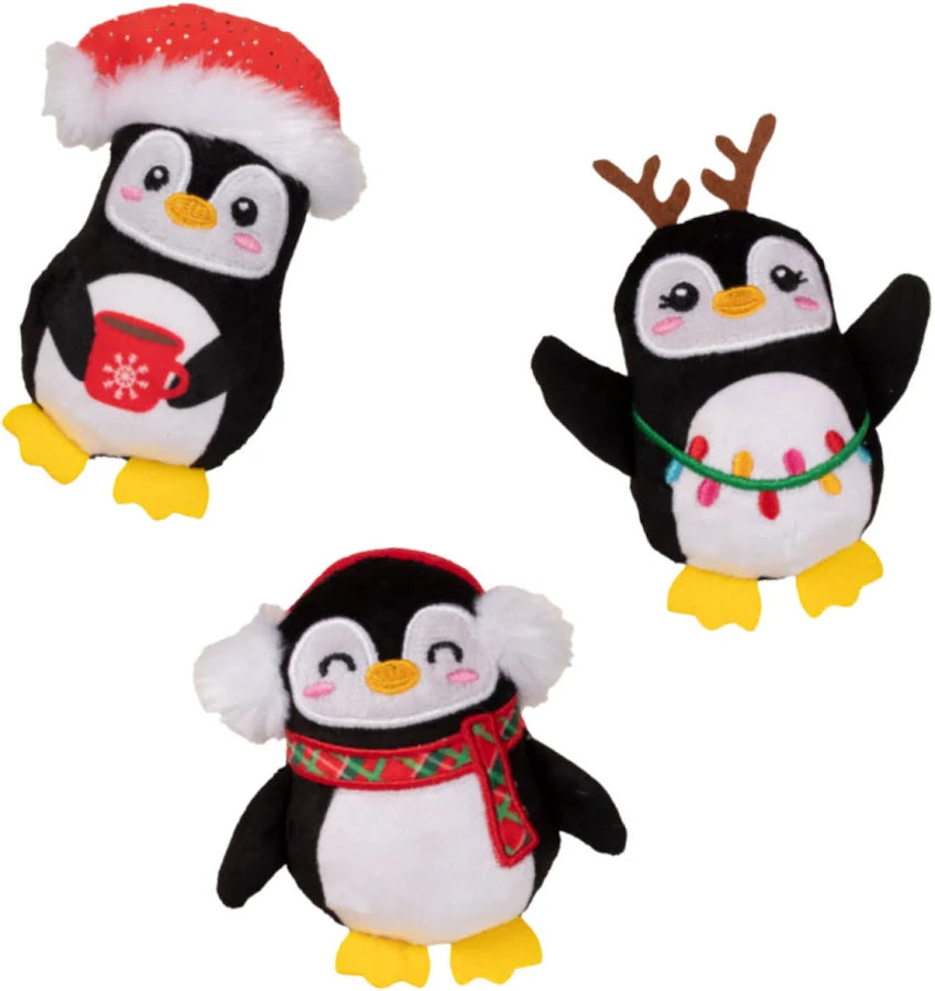Mini Christmas Penguin Plush Dog Toys 3 pack