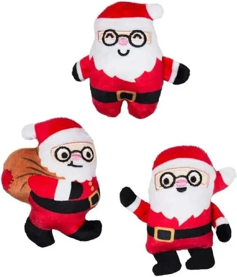 Mini Christmas Santa Plush Dog Toys 3 pack
